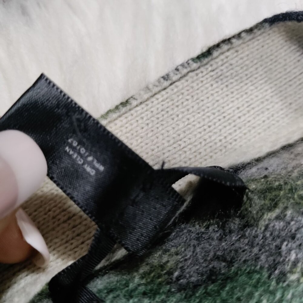 Aqua Cashmere Oversized Green Combo Camouflage Cardigan Sweater Women's Medium - Picture 12 of 16